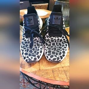 Adidas Swift Run Women's Shoes Size 10 Grey Black Animal Print Leopard